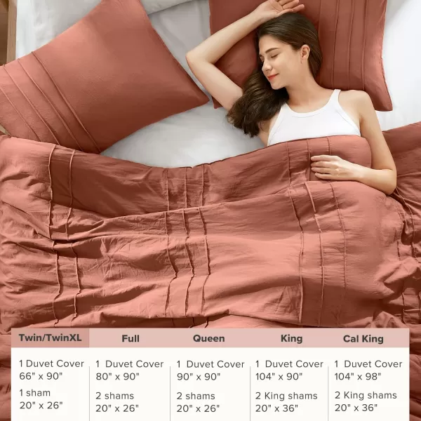 Comfort Spaces Olive Green Queen Size Duvet Cover Set  3pc Pintuck Pleated Duvet Cover Queen All Season Lightweight Extra Softness PreWashed Microfiber Queen Bed Cover Shams QueenClay No Comforter