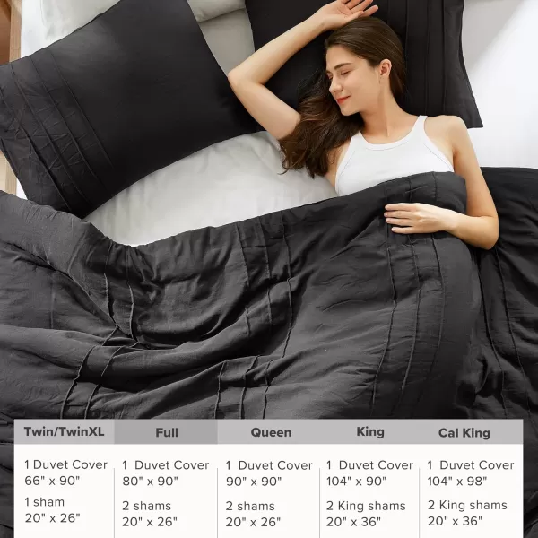 Comfort Spaces Olive Green Queen Size Duvet Cover Set  3pc Pintuck Pleated Duvet Cover Queen All Season Lightweight Extra Softness PreWashed Microfiber Queen Bed Cover Shams QueenBlack No Comforter