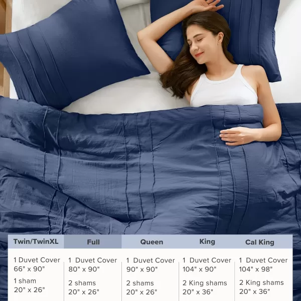 Comfort Spaces Olive Green Queen Size Duvet Cover Set  3pc Pintuck Pleated Duvet Cover Queen All Season Lightweight Extra Softness PreWashed Microfiber Queen Bed Cover Shams QueenNavy No Comforter