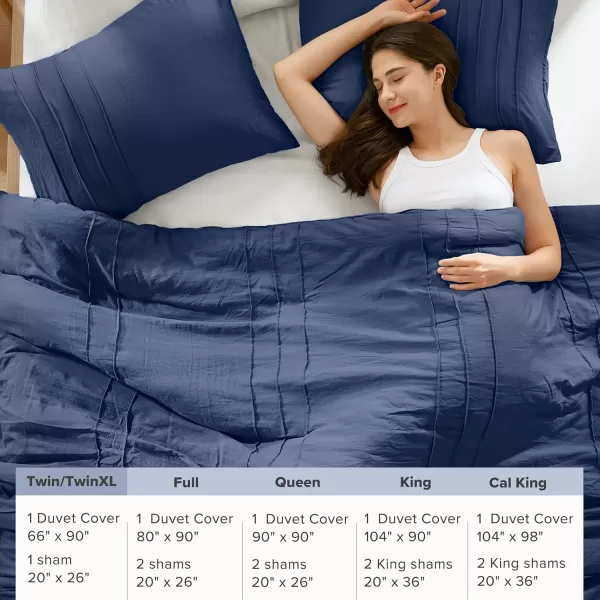 Comfort Spaces Olive Green Queen Size Duvet Cover Set  3pc Pintuck Pleated Duvet Cover Queen All Season Lightweight Extra Softness PreWashed Microfiber Queen Bed Cover Shams QueenNavy No Comforter