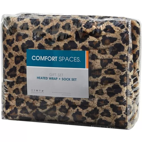 Comfort Spaces Plush to Sherpa Electric Blanket Shawl Shoulder Neck Wrap with Matching Sock Set Giftable Ultra Soft Warm Snuggle FleeceReversible Heated Poncho Throw 50quot W x 64quot L Ogee AquaAnimal Print