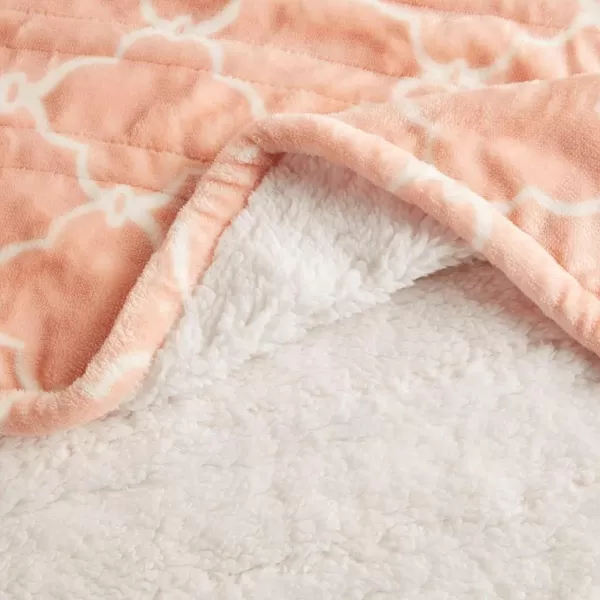 Comfort Spaces Plush to Sherpa Electric Blanket Shawl Shoulder Neck Wrap with Matching Sock Set Giftable Ultra Soft Warm Snuggle FleeceReversible Heated Poncho Throw 50quot W x 64quot L Ogee AquaOgee Blush
