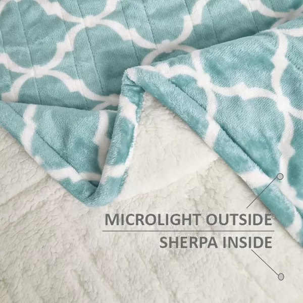 Comfort Spaces Plush to Sherpa Electric Blanket Shawl Shoulder Neck Wrap with Matching Sock Set Giftable Ultra Soft Warm Snuggle FleeceReversible Heated Poncho Throw 50quot W x 64quot L Ogee AquaOgee Aqua