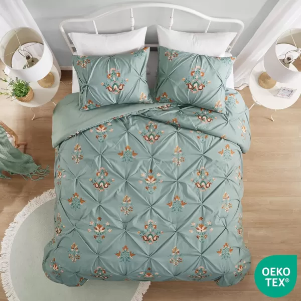 Comfort Spaces Purple Queen Comforter Set  3 Pieces Pintuck Tufted Vintage Floral Bedding Set Queen All Seasons SkinFriendly Lightweight ampamp Soft Microfiber Queen Bed Set Shams Misha FullQueenGreen