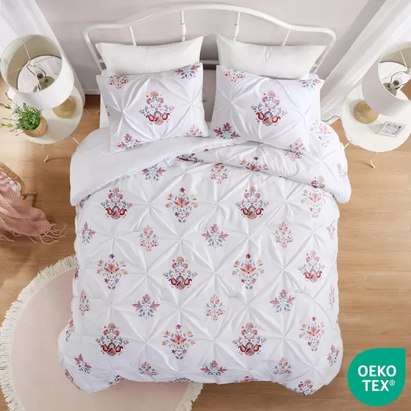 Comfort Spaces Purple Queen Comforter Set  3 Pieces Pintuck Tufted Vintage Floral Bedding Set Queen All Seasons SkinFriendly Lightweight ampamp Soft Microfiber Queen Bed Set Shams Misha FullQueenWhite