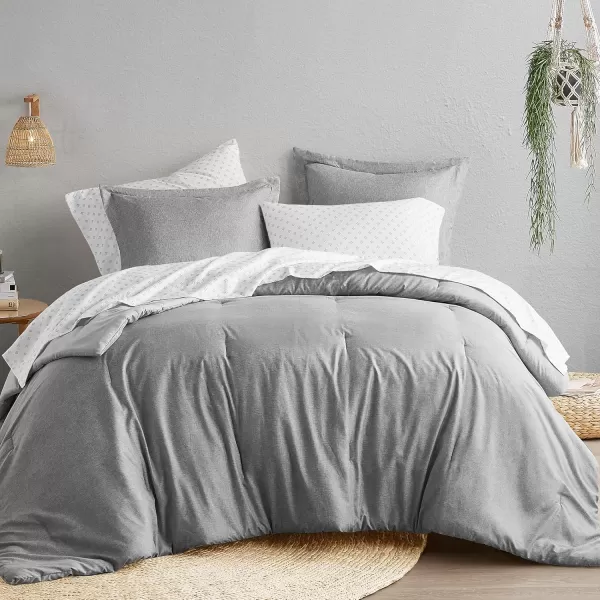 Comfort Spaces Queen 7 Pieces Comforter Set Boho Bed Sets for Queen Size Farmhouse Bedding Sets with Comforter Gift Bed in a Bag with Comforter Sheets Pillowcases and Shams Queen NavyGrey