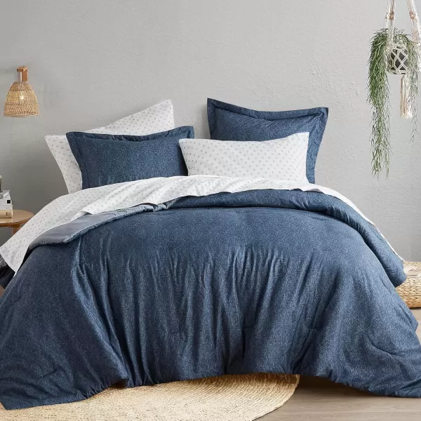 Comfort Spaces Queen 7 Pieces Comforter Set Boho Bed Sets for Queen Size Farmhouse Bedding Sets with Comforter Gift Bed in a Bag with Comforter Sheets Pillowcases and Shams Queen NavyNavy