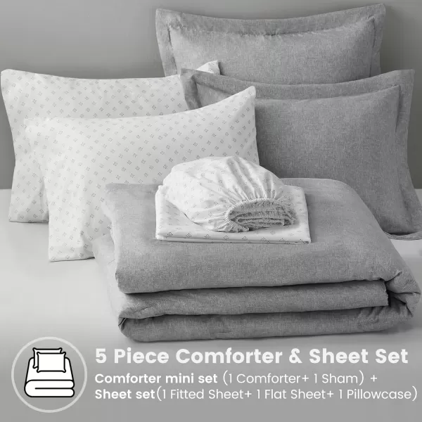Comfort Spaces Queen 7 Pieces Comforter Set Boho Bed Sets for Queen Size Farmhouse Bedding Sets with Comforter Gift Bed in a Bag with Comforter Sheets Pillowcases and Shams Queen NavyGrey