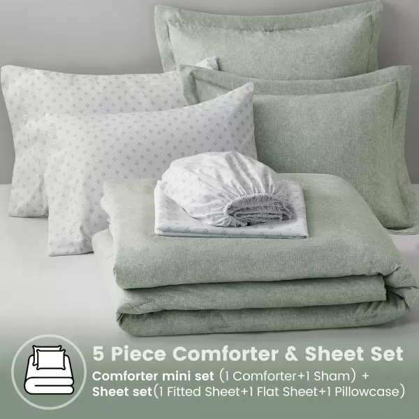 Comfort Spaces Queen 7 Pieces Comforter Set Boho Bed Sets for Queen Size Farmhouse Bedding Sets with Comforter Gift Bed in a Bag with Comforter Sheets Pillowcases and Shams Queen NavySage Green