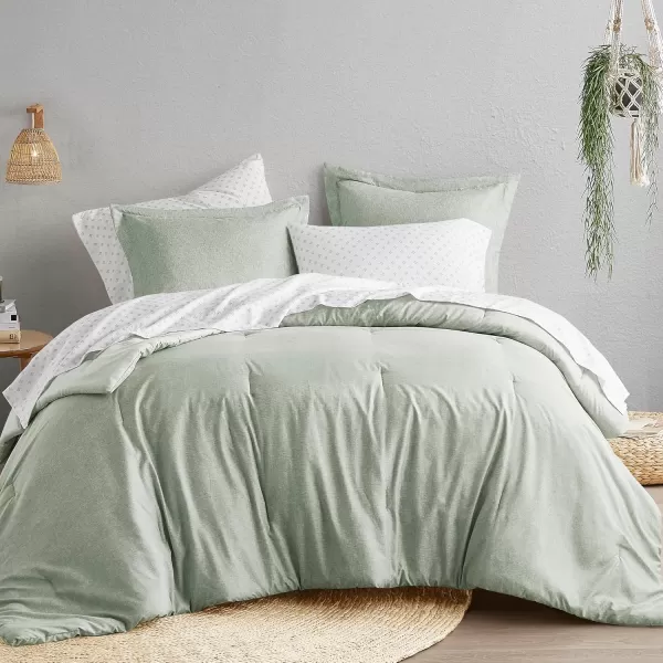 Comfort Spaces Queen 7 Pieces Comforter Set Boho Bed Sets for Queen Size Farmhouse Bedding Sets with Comforter Gift Bed in a Bag with Comforter Sheets Pillowcases and Shams Queen NavySage Green