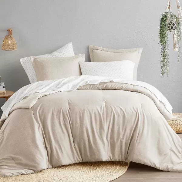 Comfort Spaces Queen 7 Pieces Comforter Set Boho Bed Sets for Queen Size Farmhouse Bedding Sets with Comforter Gift Bed in a Bag with Comforter Sheets Pillowcases and Shams Queen NavyTaupe