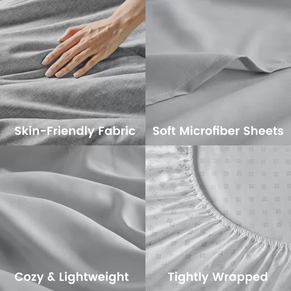 Comfort Spaces Queen 7 Pieces Comforter Set Boho Bed Sets for Queen Size Farmhouse Bedding Sets with Comforter Gift Bed in a Bag with Comforter Sheets Pillowcases and Shams Queen NavyGrey