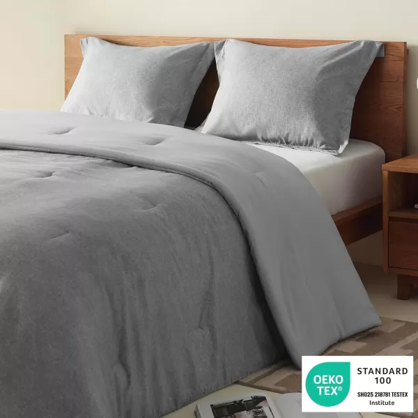Comfort Spaces Queen Comforter Set  3pcs 1 Microfiber Comforter ampamp 2shams Farmhouse Bedding Comforter for All Seasons Boho Bedding Set Lightweight Solid Bed Comforter Sets FullQueen GreyGrey