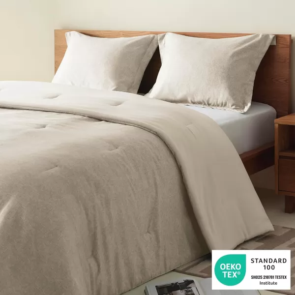 Comfort Spaces Queen Comforter Set  3pcs 1 Microfiber Comforter ampamp 2shams Farmhouse Bedding Comforter for All Seasons Boho Bedding Set Lightweight Solid Bed Comforter Sets FullQueen GreyTaupe