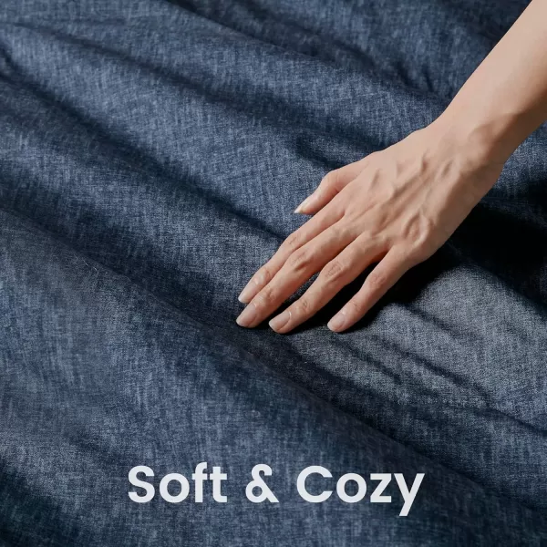 Comfort Spaces Queen Comforter Set  3pcs 1 Microfiber Comforter ampamp 2shams Farmhouse Bedding Comforter for All Seasons Boho Bedding Set Lightweight Solid Bed Comforter Sets FullQueen GreyNavy