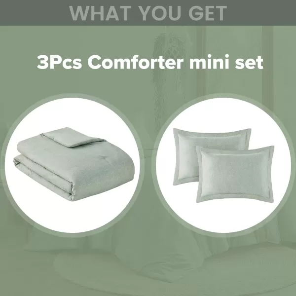 Comfort Spaces Queen Comforter Set  3pcs 1 Microfiber Comforter ampamp 2shams Farmhouse Bedding Comforter for All Seasons Boho Bedding Set Lightweight Solid Bed Comforter Sets FullQueen GreySage Green