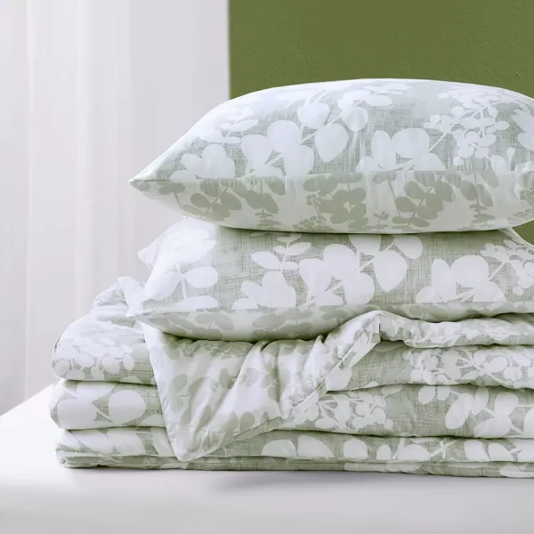 Comfort Spaces Queen Comforter Set Breathable Microfiber Comforter Sets Reversible Floral Comforters Lightweight All Season Farmhouse Bedding Matching Shams FullQueen Sage Green 3 PieceSage Green