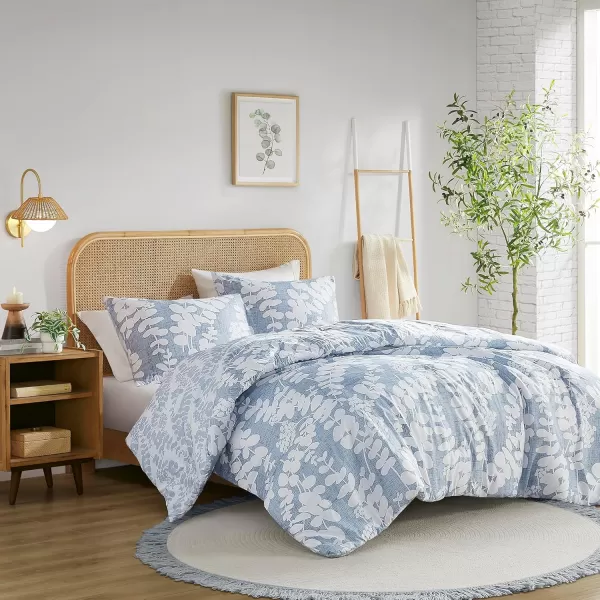 Comfort Spaces Queen Comforter Set Breathable Microfiber Comforter Sets Reversible Floral Comforters Lightweight All Season Farmhouse Bedding Matching Shams FullQueen Sage Green 3 PieceBlue