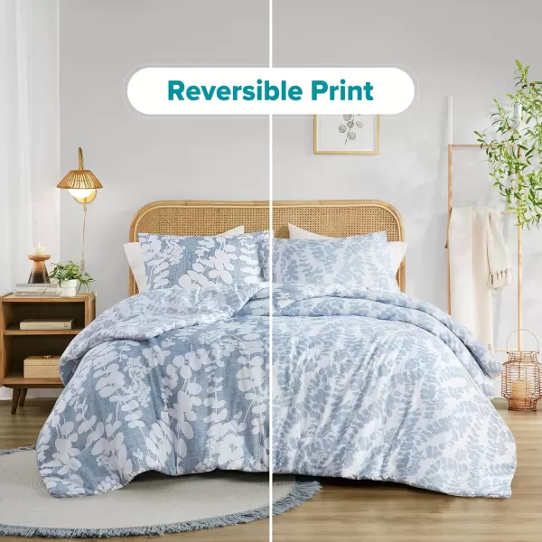 Comfort Spaces Queen Comforter Set Breathable Microfiber Comforter Sets Reversible Floral Comforters Lightweight All Season Farmhouse Bedding Matching Shams FullQueen Sage Green 3 PieceBlue