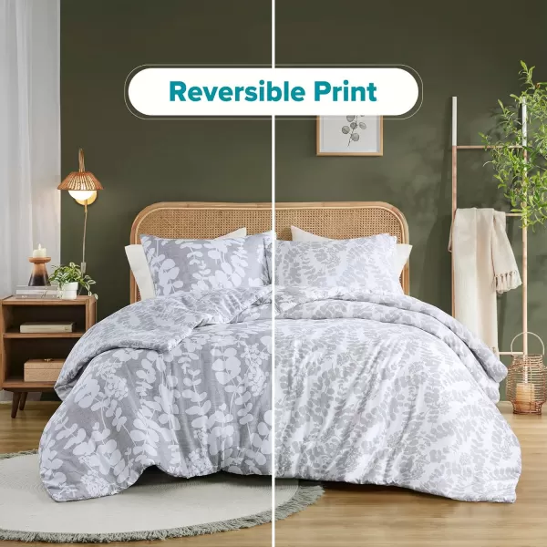 Comfort Spaces Queen Comforter Set Breathable Microfiber Comforter Sets Reversible Floral Comforters Lightweight All Season Farmhouse Bedding Matching Shams FullQueen Sage Green 3 PieceGrey