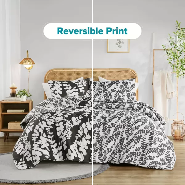 Comfort Spaces Queen Comforter Set Breathable Microfiber Comforter Sets Reversible Floral Comforters Lightweight All Season Farmhouse Bedding Matching Shams FullQueen Sage Green 3 PieceBlack