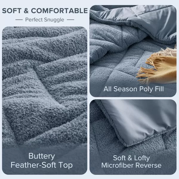 Comfort Spaces Queen Comforter Set Reversible FeatherSoft Plush Comforters for Queen Size Bed All Season Diamond Quilted Microfiber Comforters Queen Size Bedding Set FullQueen Blue 3 PieceBlue