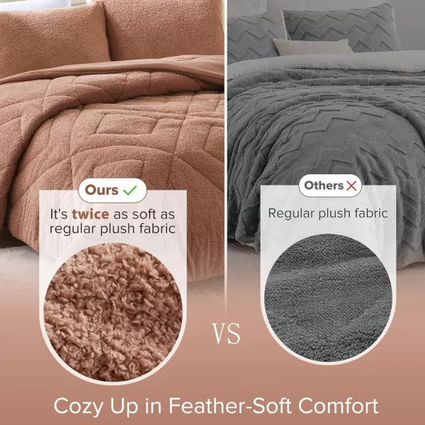 Comfort Spaces Queen Comforter Set Reversible FeatherSoft Plush Comforters for Queen Size Bed All Season Diamond Quilted Microfiber Comforters Queen Size Bedding Set FullQueen Blue 3 PieceBrown