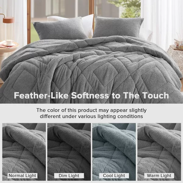 Comfort Spaces Queen Comforter Set Reversible FeatherSoft Plush Comforters for Queen Size Bed All Season Diamond Quilted Microfiber Comforters Queen Size Bedding Set FullQueen Blue 3 PieceGrey