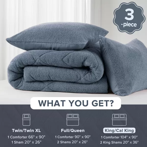 Comfort Spaces Queen Comforter Set Reversible FeatherSoft Plush Comforters for Queen Size Bed All Season Diamond Quilted Microfiber Comforters Queen Size Bedding Set FullQueen Blue 3 PieceBlue
