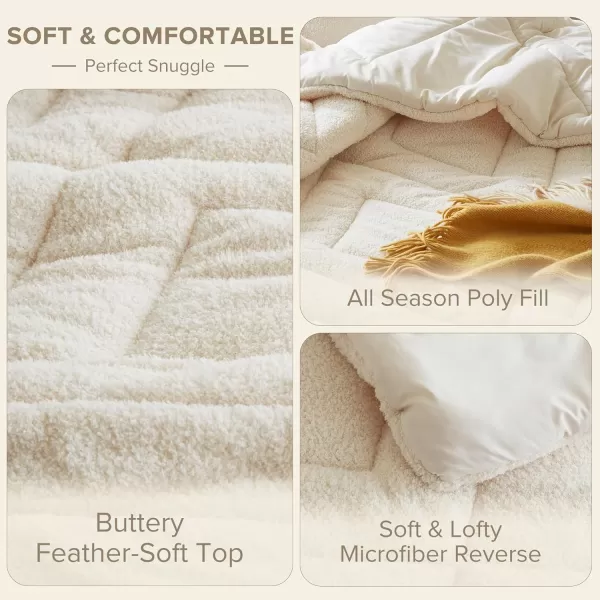 Comfort Spaces Queen Comforter Set Reversible FeatherSoft Plush Comforters for Queen Size Bed All Season Diamond Quilted Microfiber Comforters Queen Size Bedding Set FullQueen Blue 3 PieceIvory