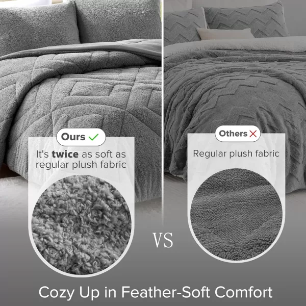 Comfort Spaces Queen Comforter Set Reversible FeatherSoft Plush Comforters for Queen Size Bed All Season Diamond Quilted Microfiber Comforters Queen Size Bedding Set FullQueen Blue 3 PieceGrey