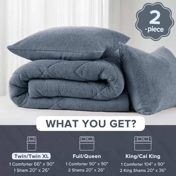 Comfort Spaces Queen Comforter Set Reversible FeatherSoft Plush Comforters for Queen Size Bed All Season Diamond Quilted Microfiber Comforters Queen Size Bedding Set FullQueen Blue 3 PieceBlue
