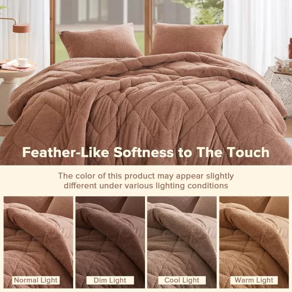 Comfort Spaces Queen Comforter Set Reversible FeatherSoft Plush Comforters for Queen Size Bed All Season Diamond Quilted Microfiber Comforters Queen Size Bedding Set FullQueen Blue 3 PieceBrown