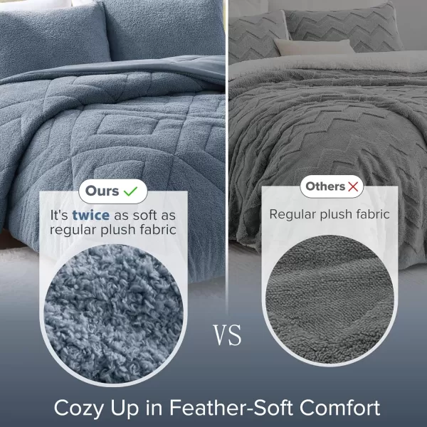 Comfort Spaces Queen Comforter Set Reversible FeatherSoft Plush Comforters for Queen Size Bed All Season Diamond Quilted Microfiber Comforters Queen Size Bedding Set FullQueen Blue 3 PieceBlue