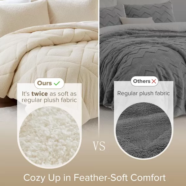 Comfort Spaces Queen Comforter Set Reversible FeatherSoft Plush Comforters for Queen Size Bed All Season Diamond Quilted Microfiber Comforters Queen Size Bedding Set FullQueen Blue 3 PieceIvory