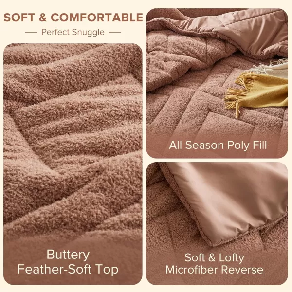 Comfort Spaces Queen Comforter Set Reversible FeatherSoft Plush Comforters for Queen Size Bed All Season Diamond Quilted Microfiber Comforters Queen Size Bedding Set FullQueen Blue 3 PieceBrown
