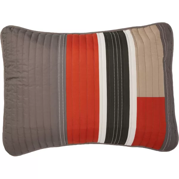 Comfort Spaces Quilt Set Trendy Casual Fun Vibrant Color Design Hypoallergenic All Season Lightweight Coverlet Bedspread Cozy Kids Bedding ampamp Sham FullQueen Pierre Grey Orange Stripe 3 PieceGrayOrange