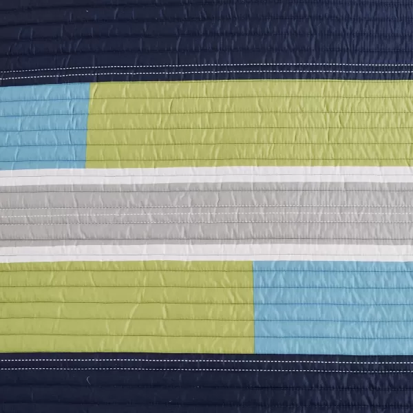 Comfort Spaces Quilt Set Trendy Casual Fun Vibrant Color Design Hypoallergenic All Season Lightweight Coverlet Bedspread Cozy Kids Bedding ampamp Sham FullQueen Pierre Grey Orange Stripe 3 PieceBlueNavy