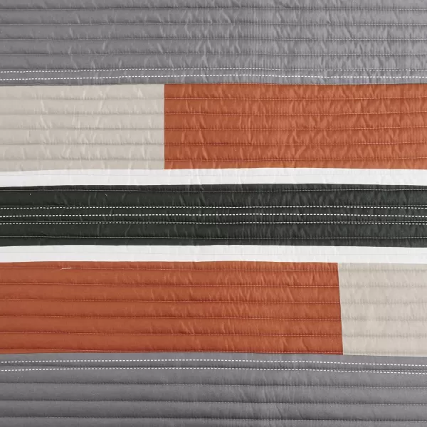 Comfort Spaces Quilt Set Trendy Casual Fun Vibrant Color Design Hypoallergenic All Season Lightweight Coverlet Bedspread Cozy Kids Bedding ampamp Sham FullQueen Pierre Grey Orange Stripe 3 PieceGrayOrange
