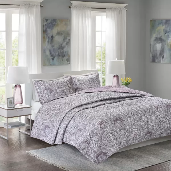 Comfort Spaces Quilt SetTrendy Paisley Summer Cover Cozy Coverlet Lightweight All Season Bedding Layer for Winter Matching Shams FullQueen Mona Paisley TealKashmir Paisley Purple