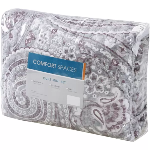 Comfort Spaces Quilt SetTrendy Paisley Summer Cover Cozy Coverlet Lightweight All Season Bedding Layer for Winter Matching Shams FullQueen Mona Paisley TealKashmir Paisley Purple