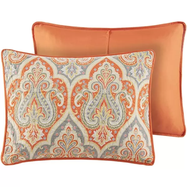 Comfort Spaces Quilt SetTrendy Paisley Summer Cover Cozy Coverlet Lightweight All Season Bedding Layer for Winter Matching Shams FullQueen Mona Paisley TealMona Paisley Orange