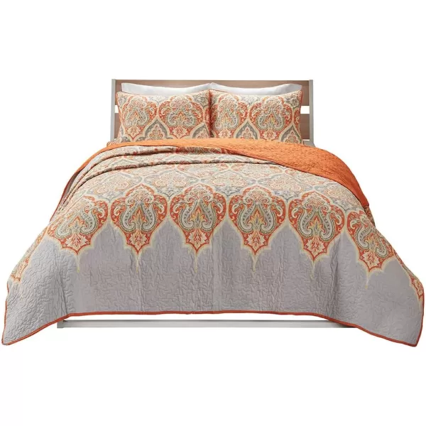 Comfort Spaces Quilt SetTrendy Paisley Summer Cover Cozy Coverlet Lightweight All Season Bedding Layer for Winter Matching Shams FullQueen Mona Paisley TealMona Paisley Orange