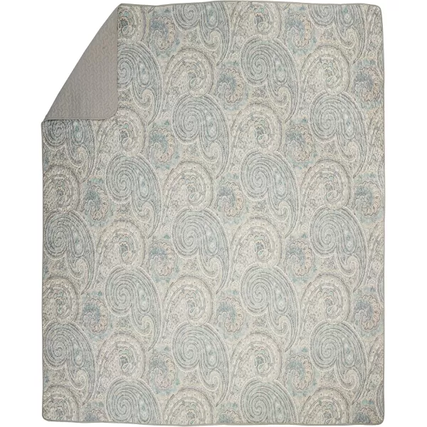 Comfort Spaces Quilt SetTrendy Paisley Summer Cover Cozy Coverlet Lightweight All Season Bedding Layer for Winter Matching Shams FullQueen Mona Paisley TealKashmir Paisley Blue