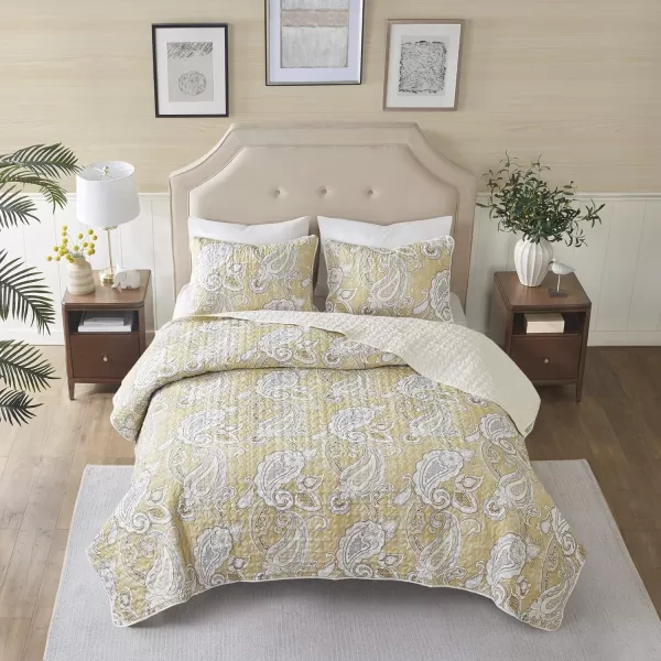 Comfort Spaces Quilt SetTrendy Paisley Summer Cover Cozy Coverlet Lightweight All Season Bedding Layer for Winter Matching Shams FullQueen Sienna Paisley WheatSienna Paisley Wheat