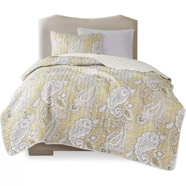 Comfort Spaces Quilt SetTrendy Paisley Summer Cover Cozy Coverlet Lightweight All Season Bedding Layer for Winter Matching Shams FullQueen Sienna Paisley WheatSienna Paisley Wheat