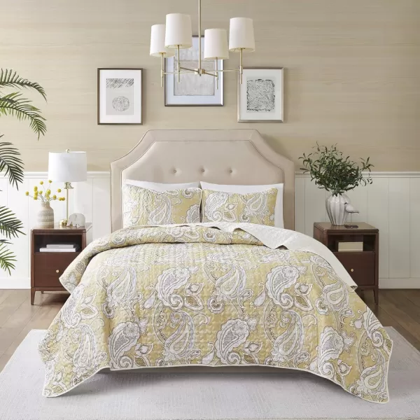 Comfort Spaces Quilt SetTrendy Paisley Summer Cover Cozy Coverlet Lightweight All Season Bedding Layer for Winter Matching Shams FullQueen Sienna Paisley WheatSienna Paisley Wheat