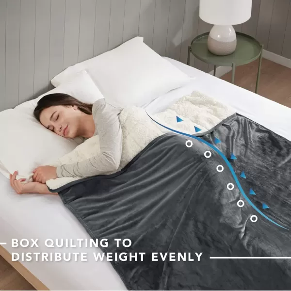 Comfort Spaces Reversible Weighted Blanket AdultGlass Beads Filling All Season Soft Heavy WrapsBox Quilted Cozy Warm Bed Cover 48quotx72quot  15lbs Mink to Microfiber GreyVelvet to Sherpa Charcoal