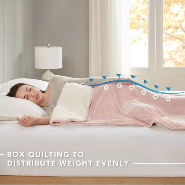 Comfort Spaces Reversible Weighted Blanket AdultGlass Beads Filling All Season Soft Heavy WrapsBox Quilted Cozy Warm Bed Cover 48quotx72quot  15lbs Mink to Microfiber GreyVelvet to Sherpa Blush