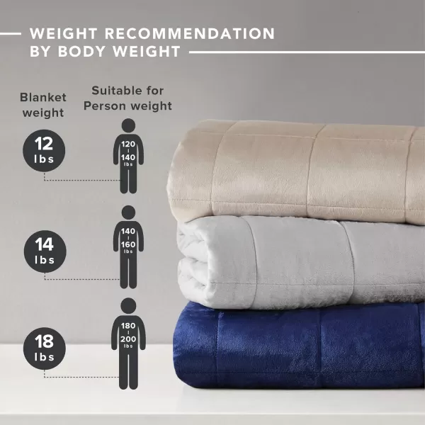 Comfort Spaces Reversible Weighted Blanket AdultGlass Beads Filling All Season Soft Heavy WrapsBox Quilted Cozy Warm Bed Cover 48quotx72quot  15lbs Mink to Microfiber GreyNavy